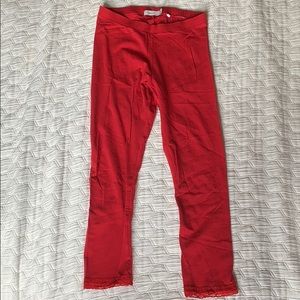 Girls Red Crop Leggings